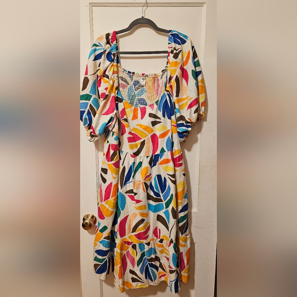 Tabitha Multicolor Leaf Pattern Dress